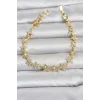 Sıralı Yıldız Model Zirkon Taşlı Gold Renk Pirinç Kadın Bileklik