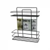 SİYAH  2 KATLI - DİKDÖRTGEN   METAL  BANYO KÖŞELİK - DUŞKABİN RAF - ŞAMPUANLIK (5047)