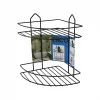 SİYAH  2 KATLI - ÜÇGEN METAL BANYO KÖŞELİK - DUŞKABİN RAF (5047)