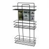 SİYAH  3 KATLI - DİKDÖRTGEN   METAL  BANYO KÖŞELİK - DUŞKABİN RAF - ŞAMPUANLIK (5047)