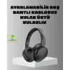 Siyah Kablosuz Bluetooth Kulaklık 300 mAh Hızlı Şarj Katlanabilir Pedli