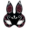 Siyah Renk Kırmızı Beyaz Simli Siyah Süet Kaplama Tavşan Maskesi 18x16 cm