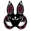 Siyah Renk Kırmızı Beyaz Simli Siyah Süet Kaplama Tavşan Maskesi 18x16 cm (5047)