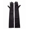 Siyah Renk Likralı Dirseğe Kadar Uzun Kumaş Eldiven 40 cm