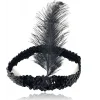 Siyah Renk Tüylü Çarliston Saç Bandı Kafa Bandı (5047)