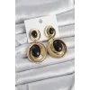 Siyah Sallantılı Damla Model Gold Renk Vintage Kadın Küpe