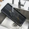 Siyah Silikon Yağdanlık Altlığı – Kaydırmaz Mutfak Organizer 23x10 cm (5047)