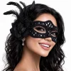 Siyah Tüylü Balo Maskesi Kadın Parti Aksesuarı