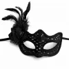 Siyah Tüylü Balo Maskesi Kadın Parti Aksesuarı