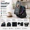 SOUNDPAD 5IN1 - 5W - 2000mAh TEMAS İLE SES YÜKSELTME - TELEFON STAND - USB-C ŞARJ SİYAH İNDİKSİYON SES YÜKSELTİCİ BLUETOOTH HOPARLÖR SPEAKER EKD-S10 (5047)