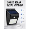 Su Geçirmez IP65 20 LED Solar Sensörlü Bahçe ve Veranda Aydınlatma Yeni Nesil