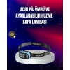 Süper Parlak LED Kafa Feneri 3 Renk 53 Mod Type C Şarjlı