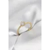Tek Taş Model Gold Renk Zirkon Taşlı Kadın Yüzük
