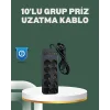 Termal Koruma Sistemli USB Type-C 10’lu Grup Priz 2m 2500W Güç Kapasiteli