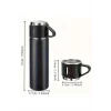 Termos Seti 3lü Bardak Seti Isı Dayanıklı Siyah Paslanmaz Çelik Vakumlu