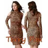 Terry Pau TP101193 Leopar Desenli Omuz Açık Elbise