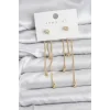 Topçuk Model Gold Renk Pirinç Sallantılı Kadın Küpe Seti