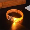 Turuncu Led Işıklı Baskı Yapılabilen Pilli Bileklik Bilezik 1,5 cm Genişlik (5047)