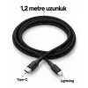 Type C Lightning Örgülü Şarj ve Veri Kablosu 2 Metre