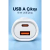 Type C ve USB A Çift Çıkışlı Araç Şarj Aleti