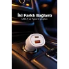 Type C ve USB A Çift Çıkışlı Araç Şarj Aleti