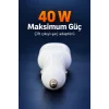 Type C ve USB A Çift Çıkışlı Araç Şarj Aleti