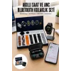 Ucuz Kaliteli Yeni Nesil 7 Kordonlu Akıllı Saat ve Kablosuz Bluetooth Kulaklık ANC Özelliği