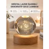 USB Bağlantılı Işıklı Kristal Küre Modern Ahşap Tabanlı Dekor