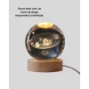 USB Bağlantılı Işıklı Kristal Küre Modern Ahşap Tabanlı Dekor