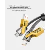 USB-C USB-A 4’ü 1 Arada Örgülü Kablo 65W Hızlı Şarj Metal Uç Dayanıklı