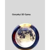 USB Işıklı Ay Kristal Küre 3D Oyma Tasarım Ahşap Standlı Gece Lambası