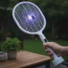 USB Şarjlı Beyaz Renk Kendiliğinden Standlı Şarj Göstergeli UV Işıklı Sinek Öldürme Raketi LTD-718 (5047)