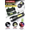 Usb Şarjlı Zoomlu Mini El Feneri 3 Mod Yan Cob Led  Q5 Güçlü Işık Kutulu