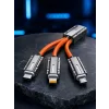 USB Type-C, Lightning ve Micro USB Uyumlu 3ü 1 Arada Hızlı Şarj Kablosu