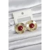 Vintage Model Bordo Gold Renk Pirinç Kadın Küpe