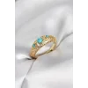 Vintage Model Mavi Taşlı Gold Renk Kadın Yüzük