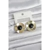 Vintage Model Siyah Gold Renk Pirinç Kadın Küpe