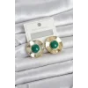 Vintage Model Yeşil Gold Renk Pirinç Kadın Küpe