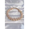 Vip Seri Pirinç Gold Renk Pembe Zirkon Taşlı Kalp Tasarımlı Bileklik