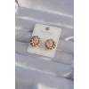 XUPİNG Rose Renk Oval Zirkon Taşlı Burgu Model Küpe