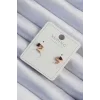 Xuping Rose Renk Siyah Zirkon Taşlı Kıvrımlı Küpe