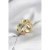 Yeşil Zirkon Taşlı Gold Renk Vintage Kadın Yüzük