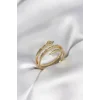 Yılan Model Gold Renk Zirkon Taşlı Kadın Yüzük