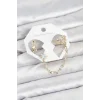 Yıldız Model Pirinç Gold Renk Zincir Bağlantılı Ear Cuff Küpe Seti