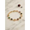 Yonca Model Karışık Renk Zirkon Taşlı Kadın Bileklik