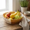 Yuvarlak Çift Renkli Plastik Rattan Ekmek ve Meyve Sepeti - Çok Amaçlı Banyo ve Mutfak Düzenleyici - Yıkanabilir Tezgâh Üstü Organizer (5047)