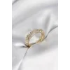 Zirkon Taşlı Puntalı Gold Renk Kadın Yüzük