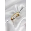 Zirkon Taşlı Sarmal Sedefli Gold Renk Kadın Yüzük
