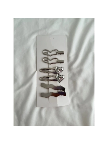 Taşlı Kalp 6lı Metal Toka Set