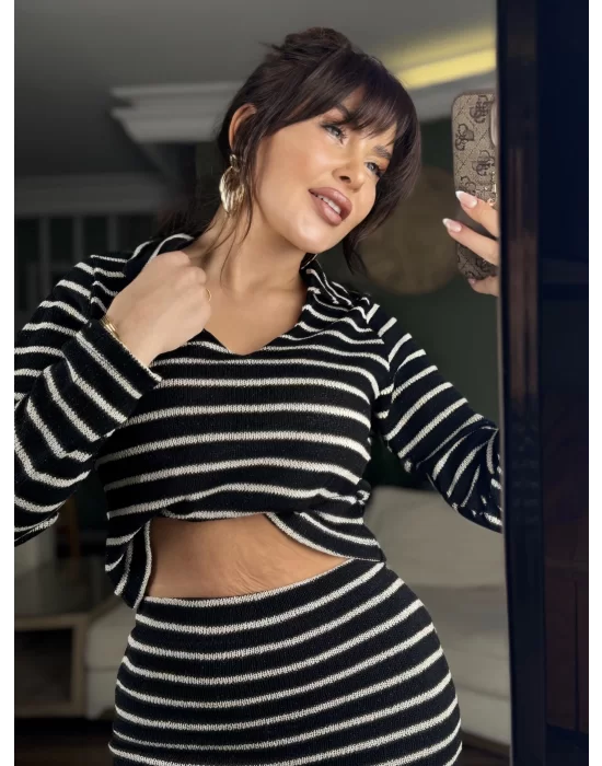 ÇİZGİLİ CROP- ETEK TAKIM